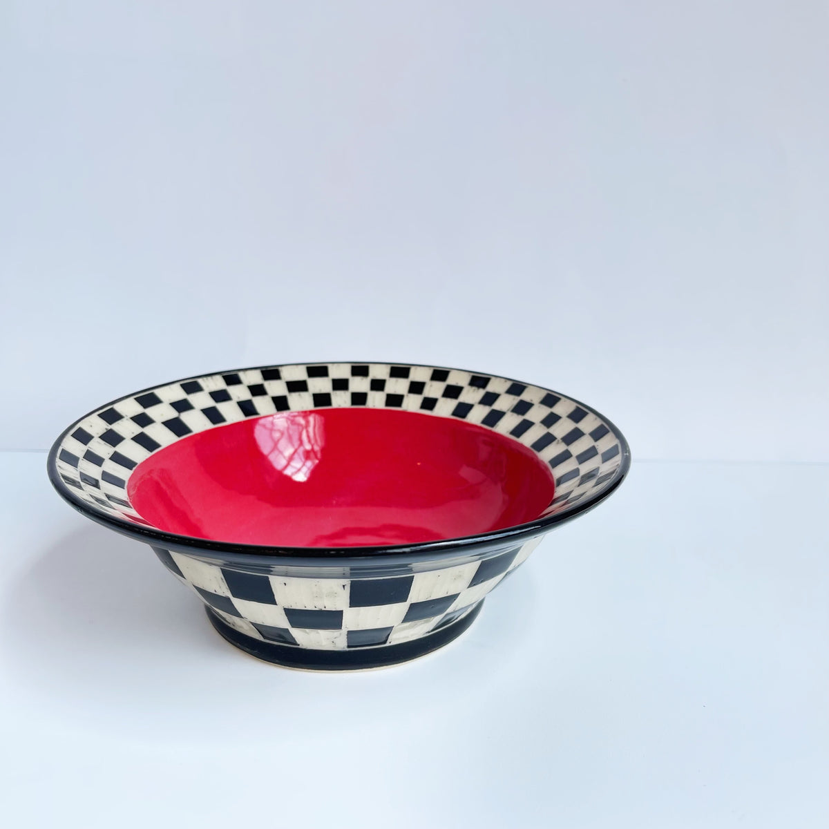 Checks with Red Bowl | Cindy Walker Davidson
