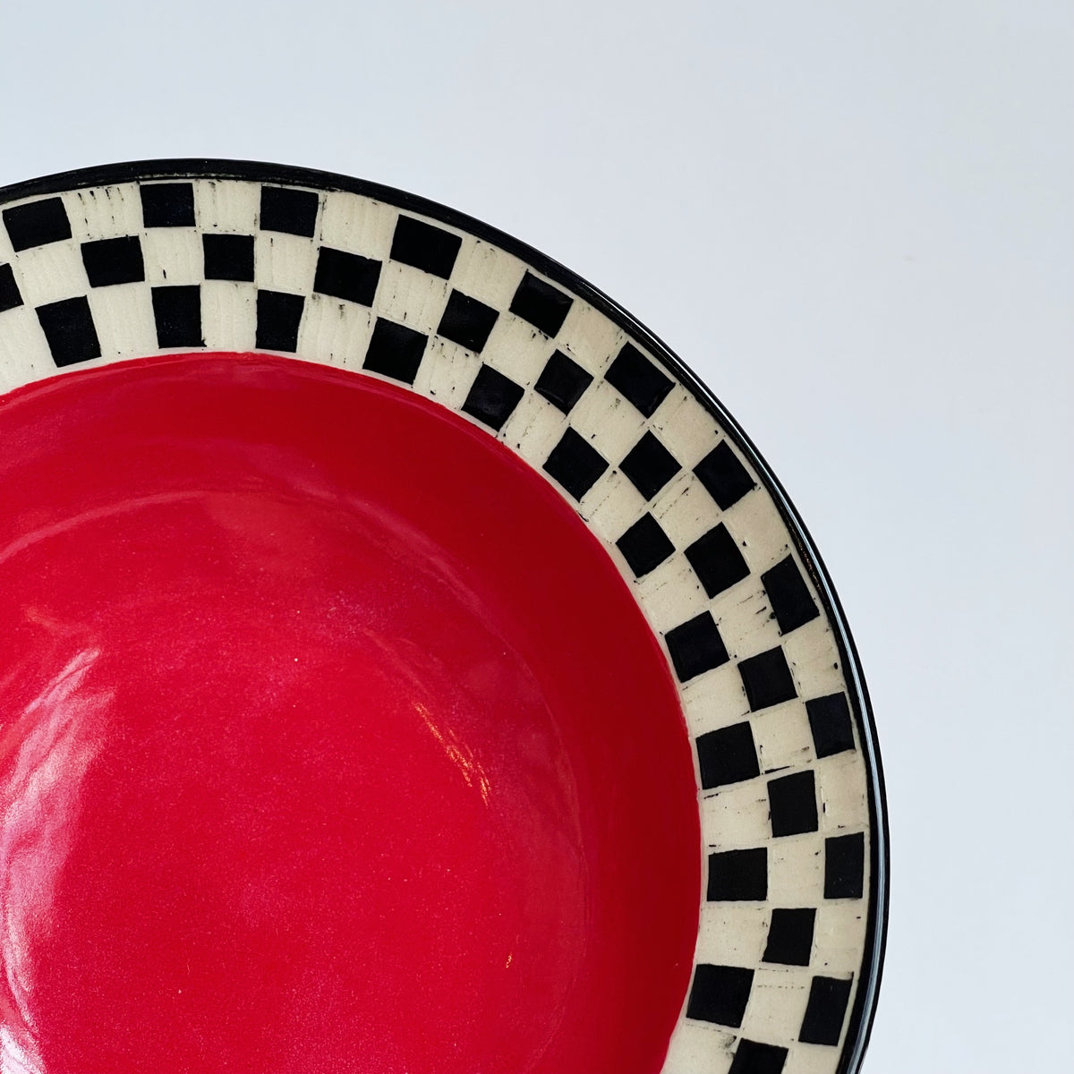 Checks with Red Bowl | Cindy Walker Davidson