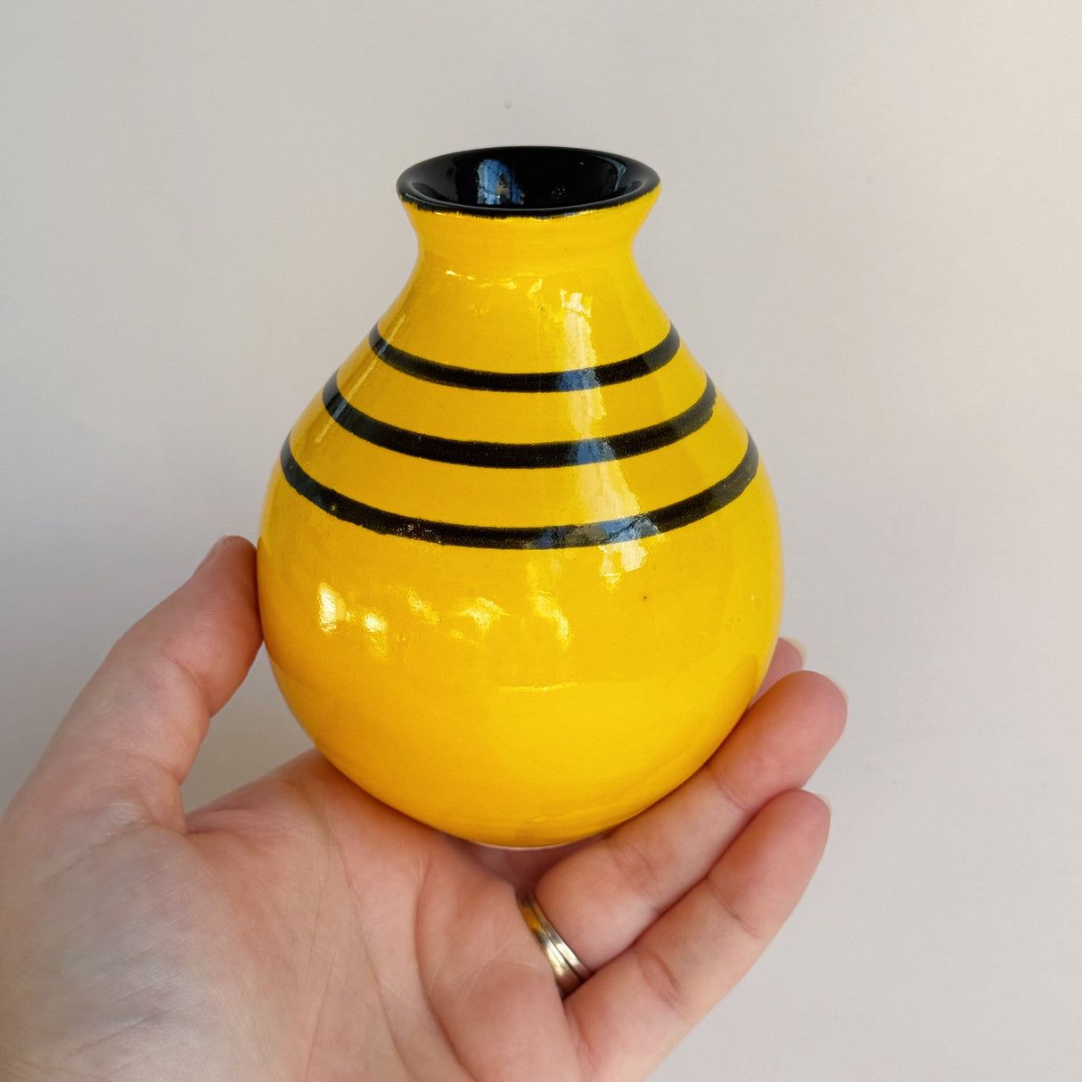 Yellow Striped Vase | Pottery by Mike