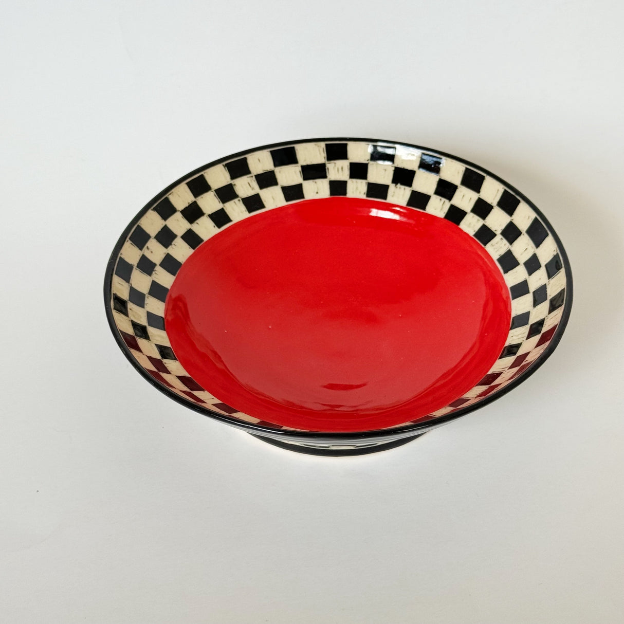 Checks with Red Bowl #2 | Cindy Walker Davidson