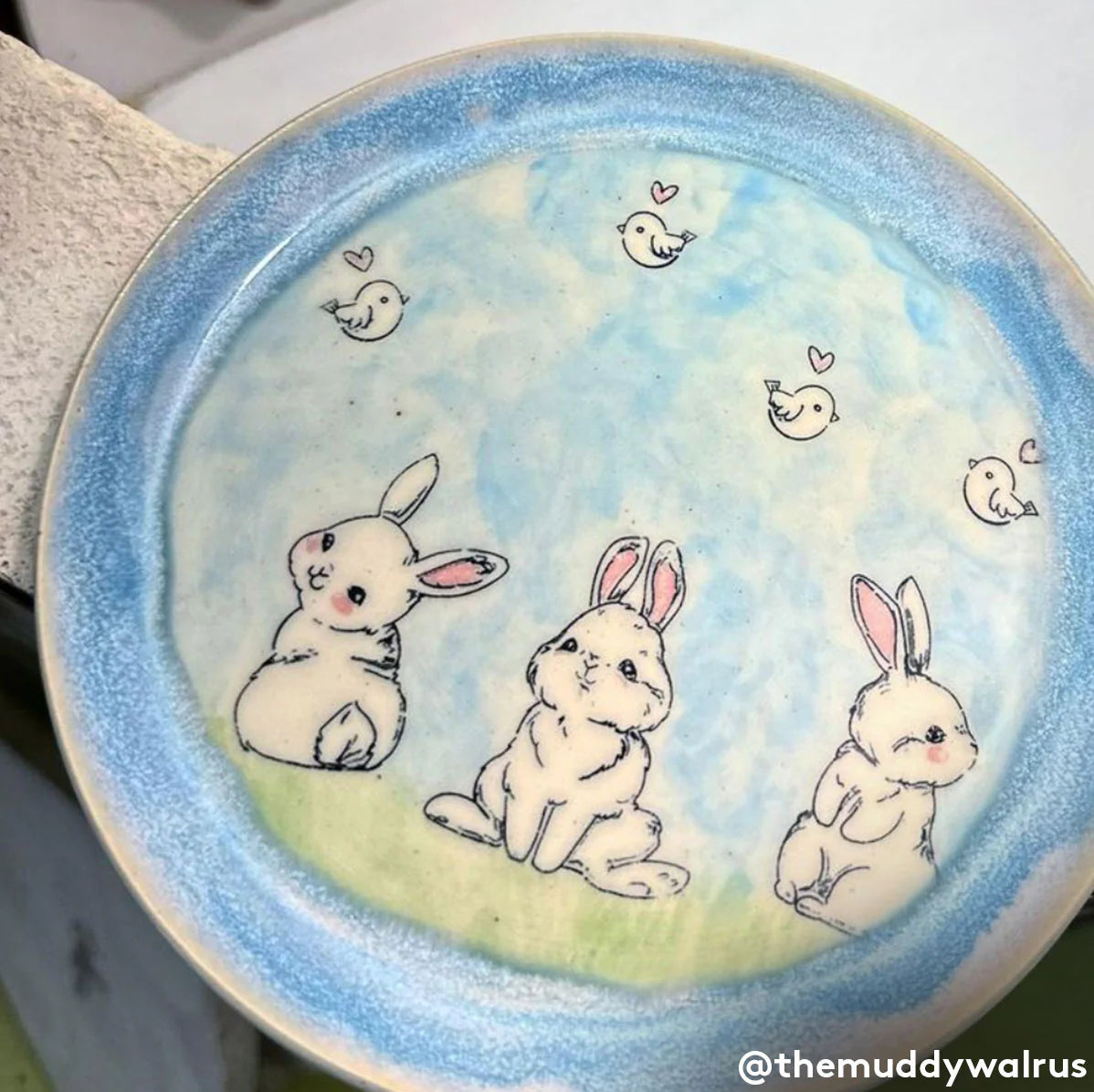 Cartoon Rabbit & Chick Underglaze Transfer