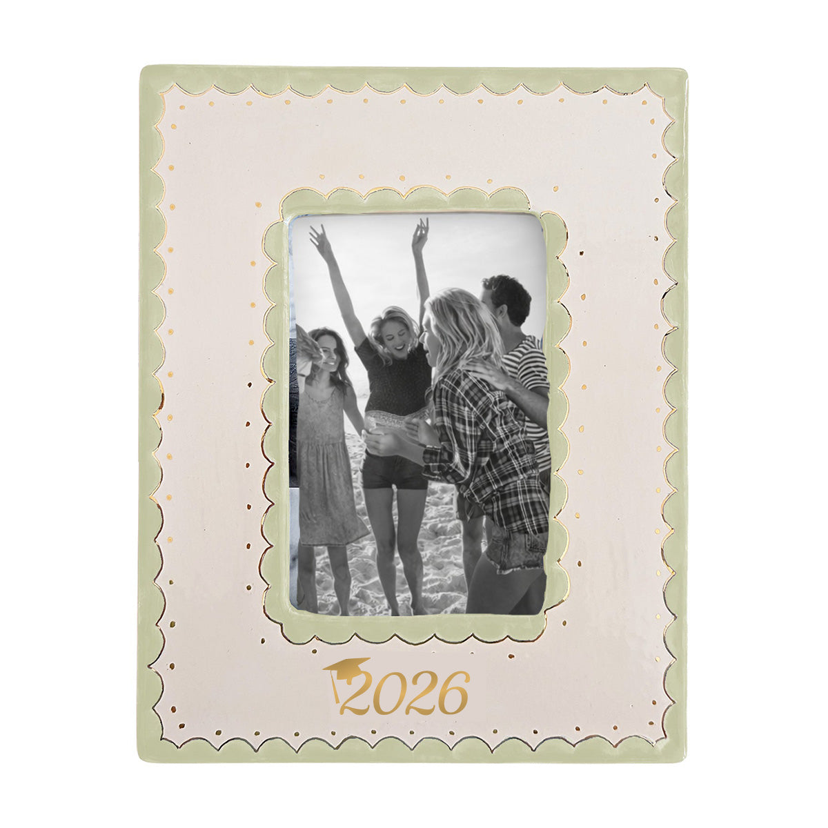 2026 Graduate Scallop Gold Monogrammed Picture Frame