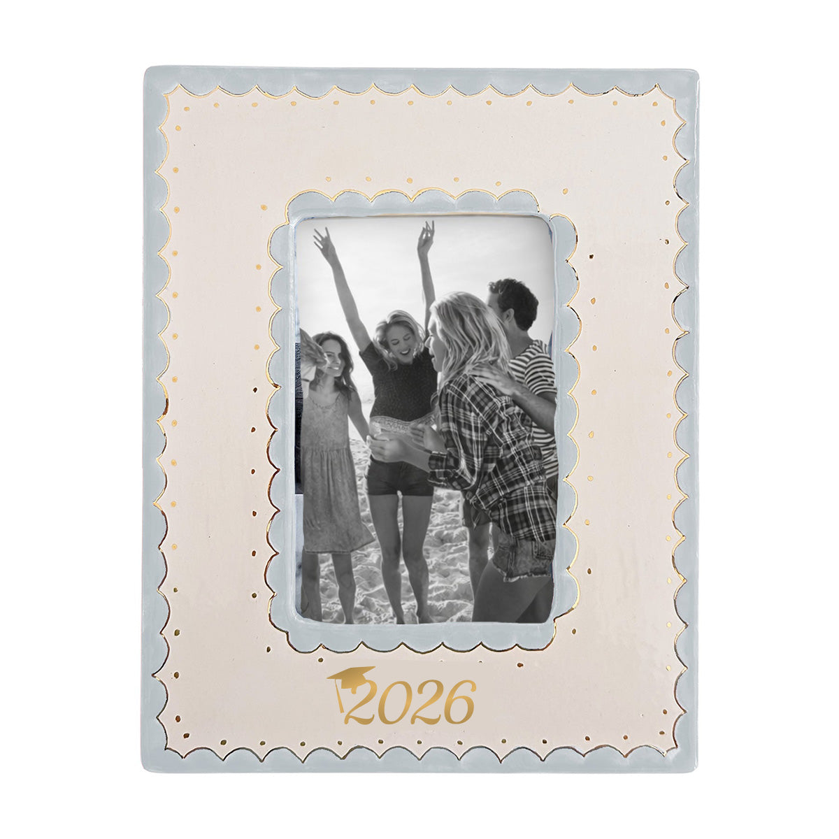 2026 Graduate Scallop Gold Monogrammed Picture Frame
