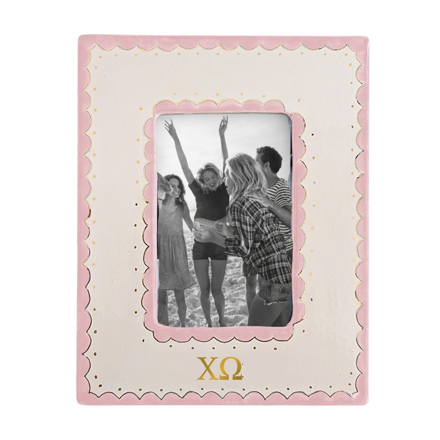 Chi Omega Scallop Monogrammed Picture Frame