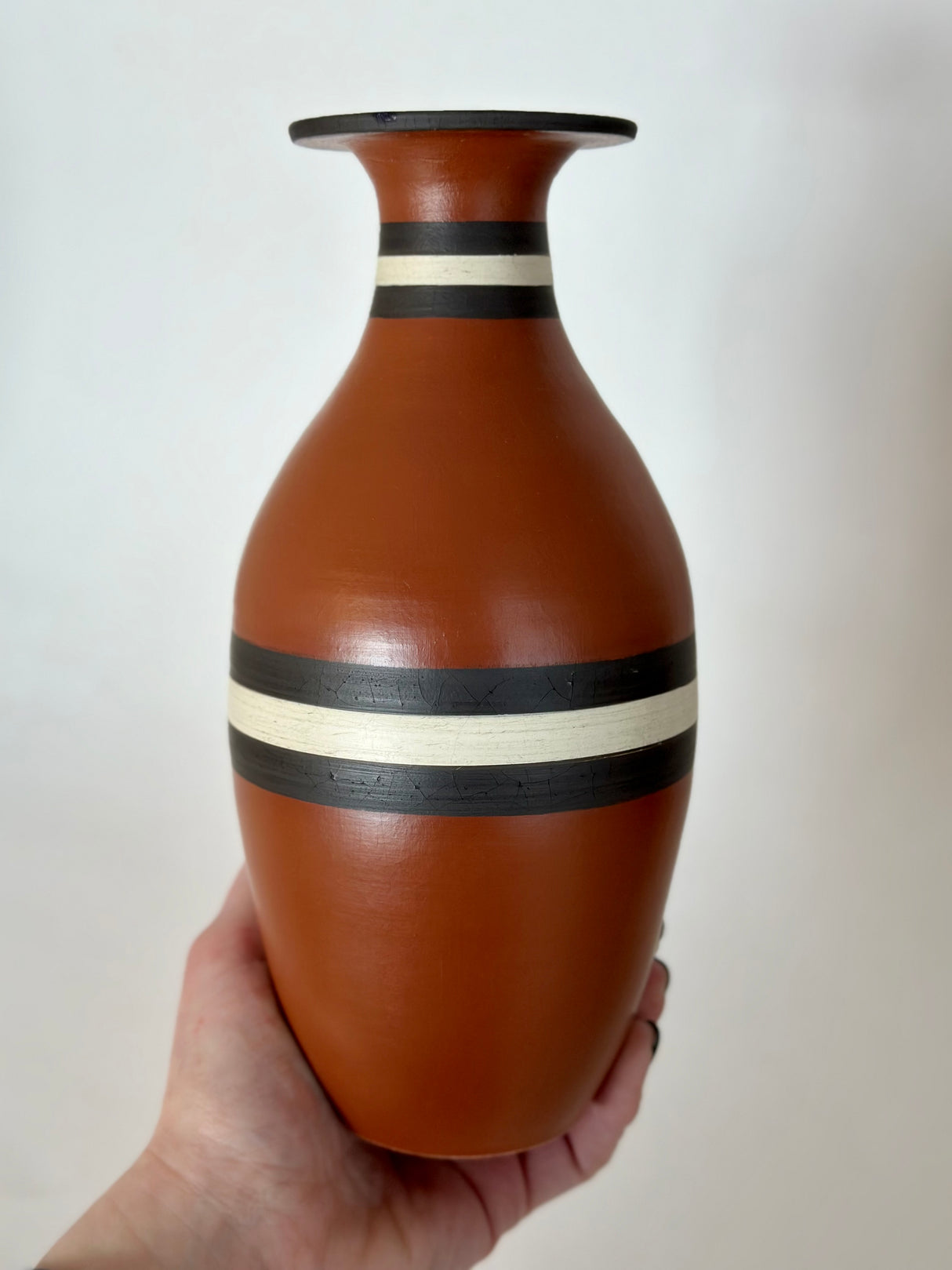 Terracotta Striped Vase | Pottery by Mike