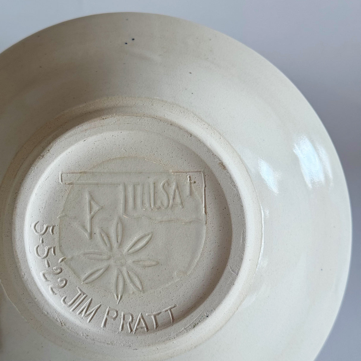 White Clay Bowl - Red & Orange Geometric | Jim Pratt- Tulsa Clay