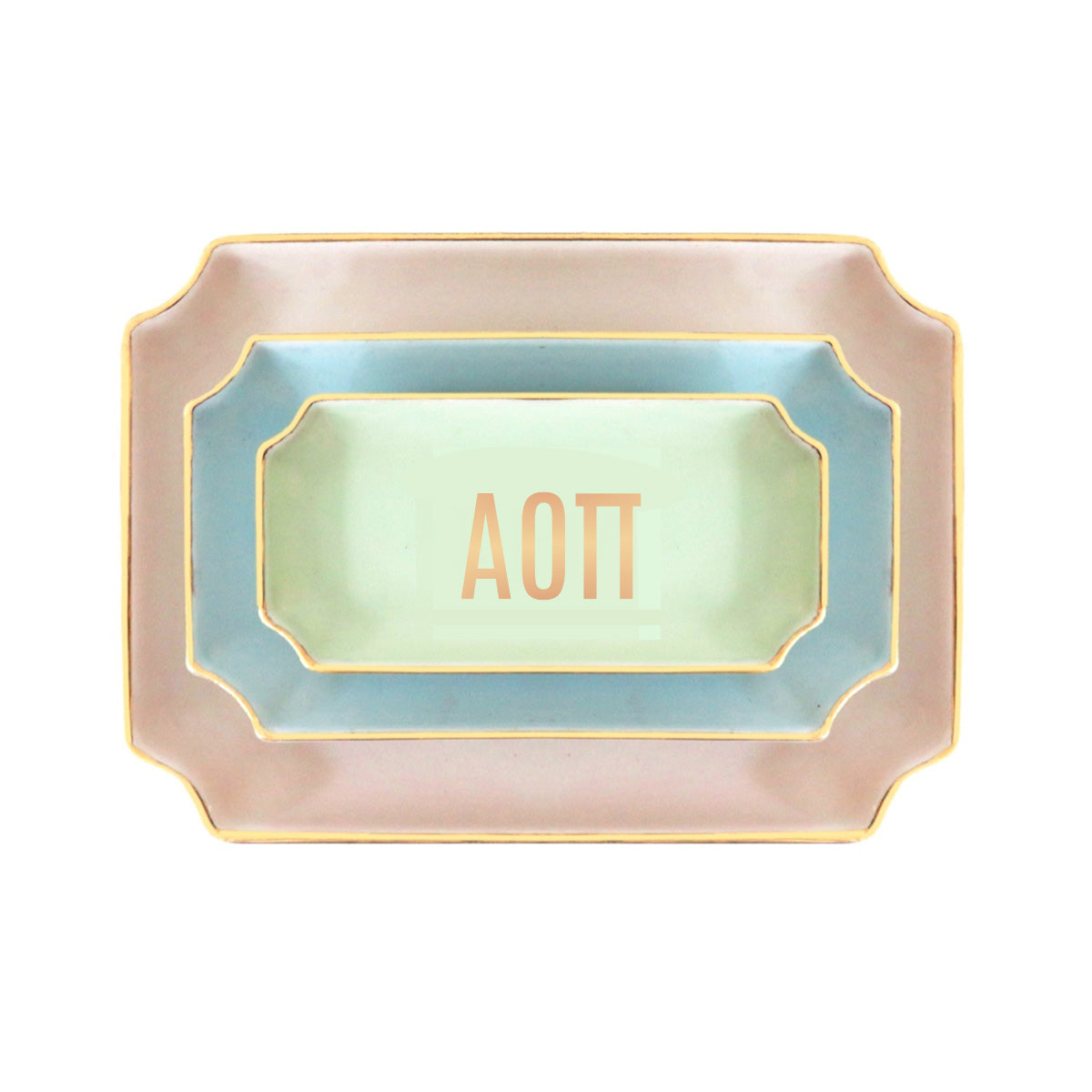 Alpha Omicron Pi Gold Monogram Decorative Tray