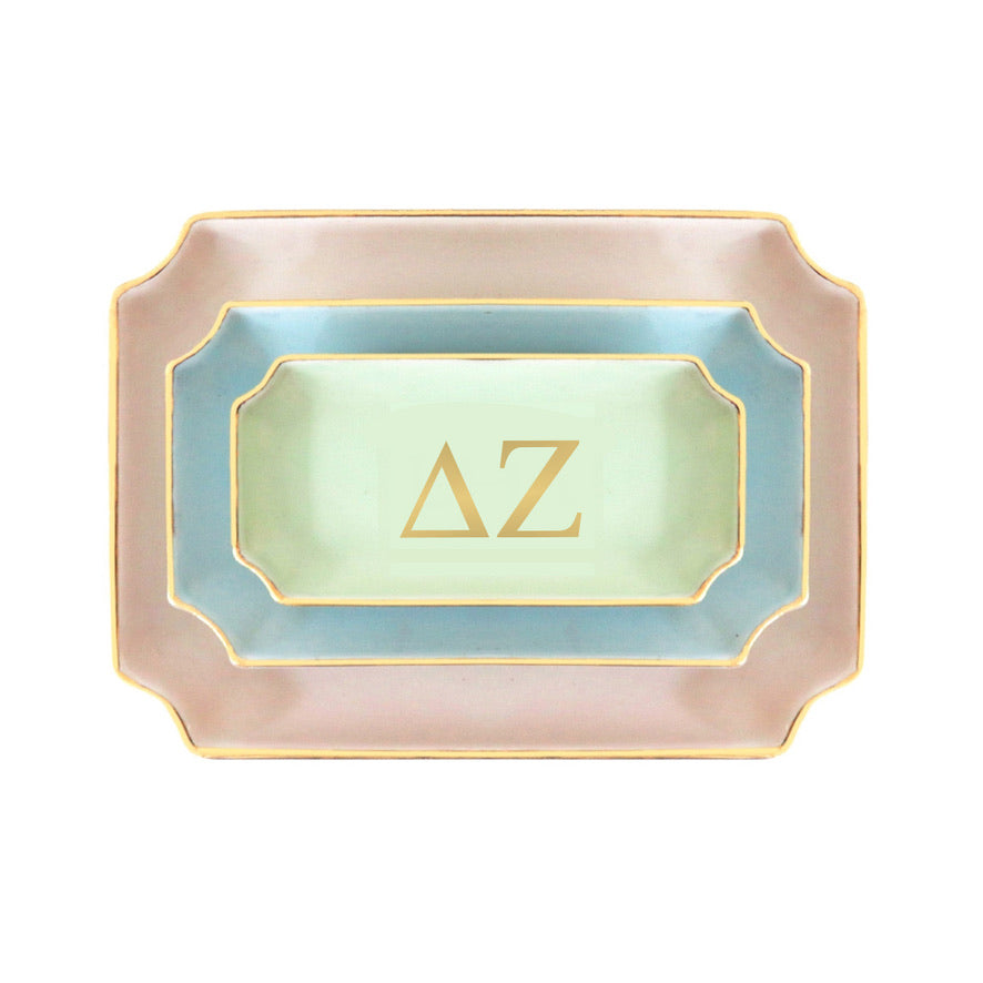 Delta Zeta Gold Monogram Decorative Tray