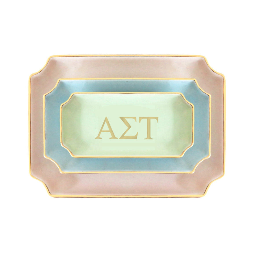 Alpha Sigma Tau Gold Monogram Decorative Tray