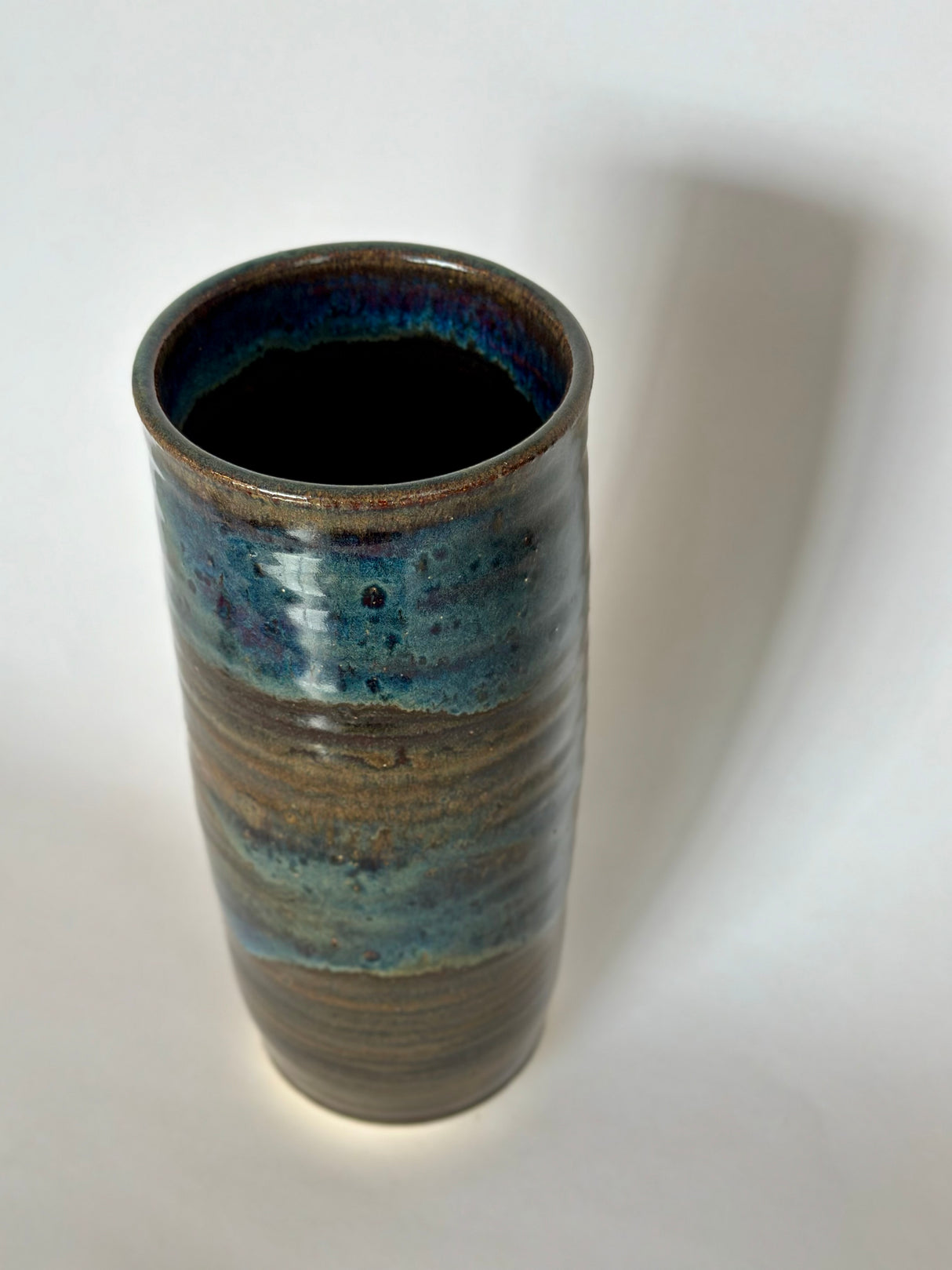 Blue & Brown Cylindrical Vase | Pottery by Mike