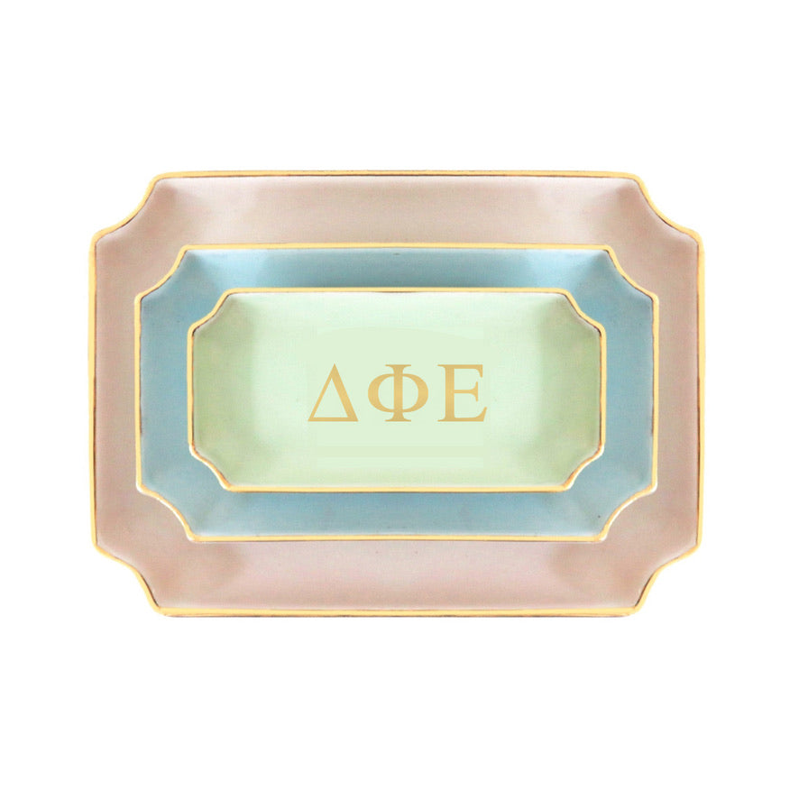Delta Phi Epsilon Gold Monogram Decorative Tray