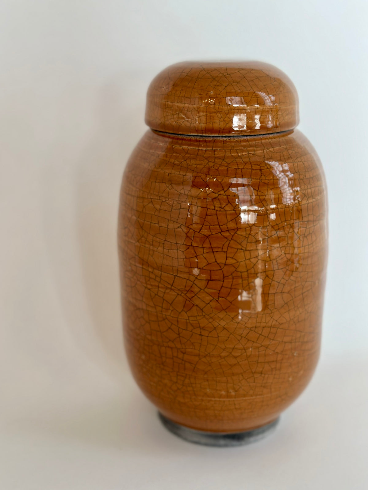 Amber Crackle Lidded Pot | Pottery by Mike