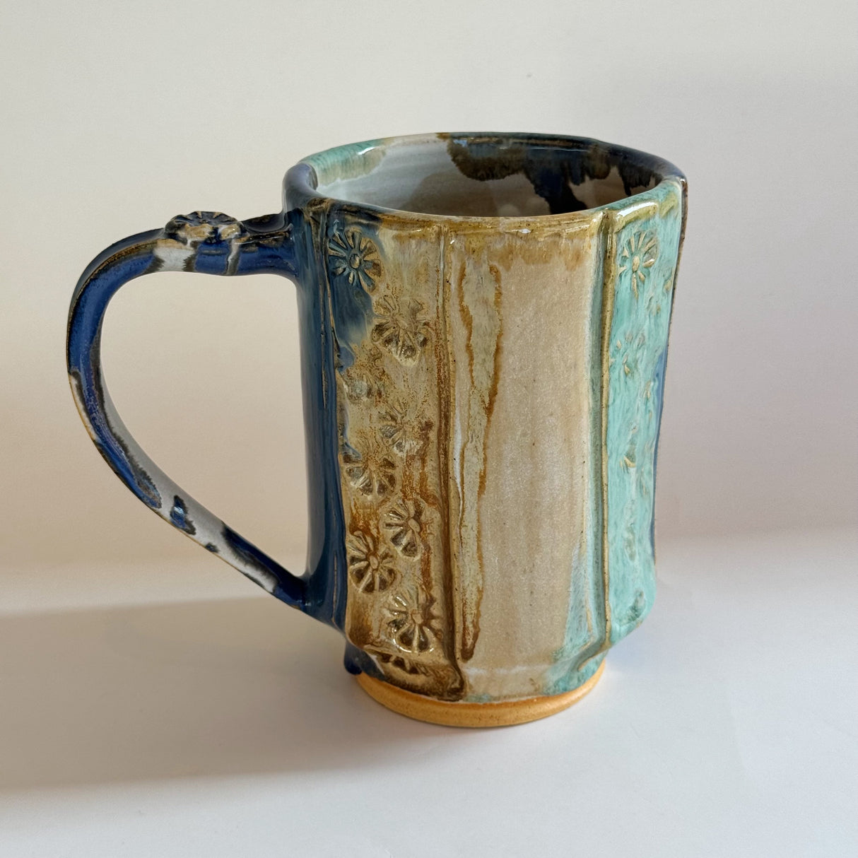 Blue & Beige Large Mug | Panther Pots by Ayden Krzmarzick