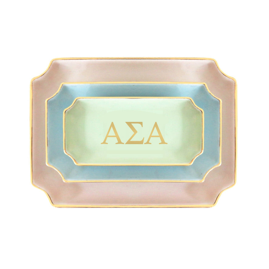 Alpha Sigma Alpha Gold Monogram Decorative Tray