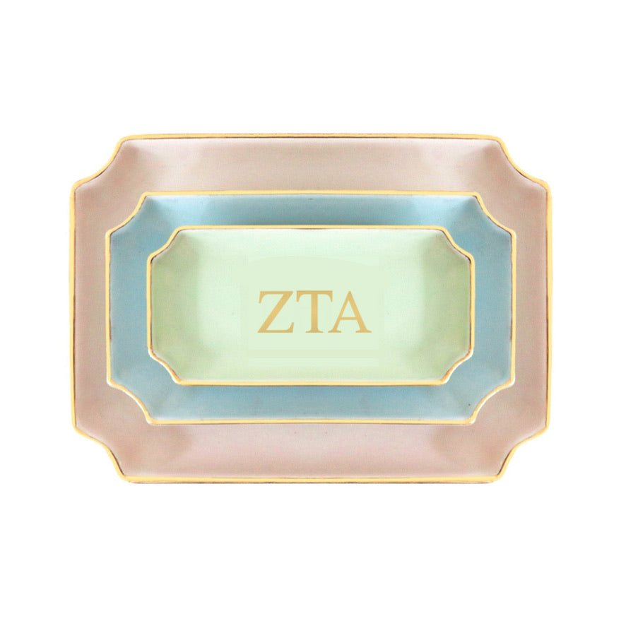 Zeta Tau Alpha Gold Monogram Decorative Tray