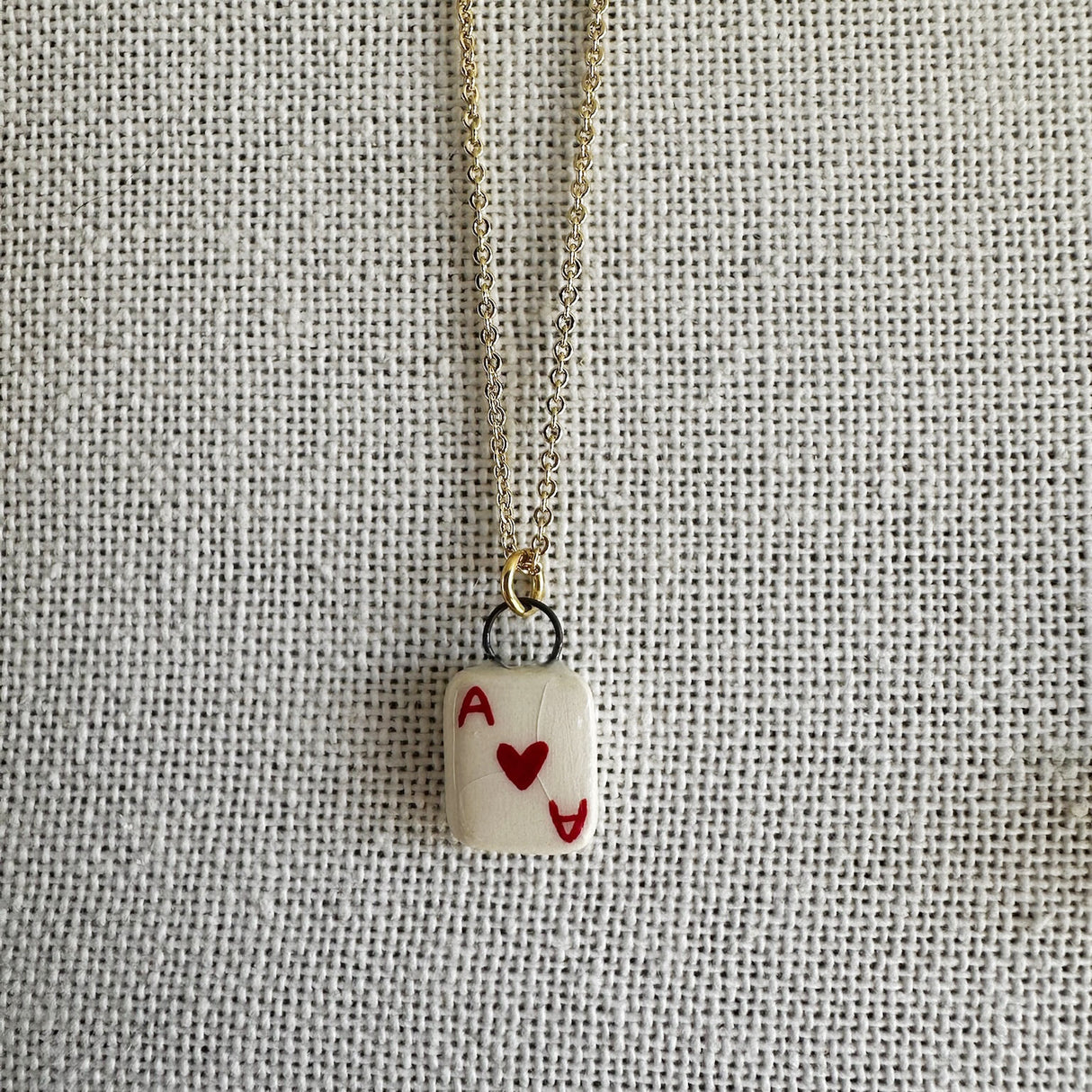 Ace of Hearts Ceramic Charm Necklace | Terra Clay Co.