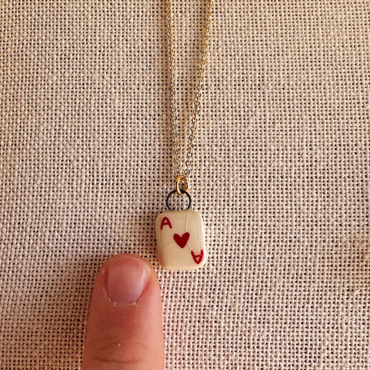 Ace of Hearts Ceramic Charm Necklace | Terra Clay Co.