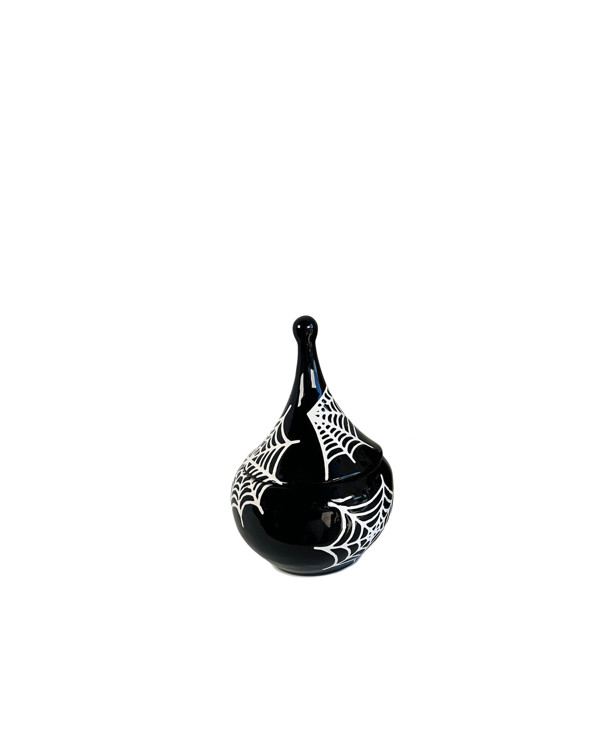 Spiderweb Teardrop Jar in Black