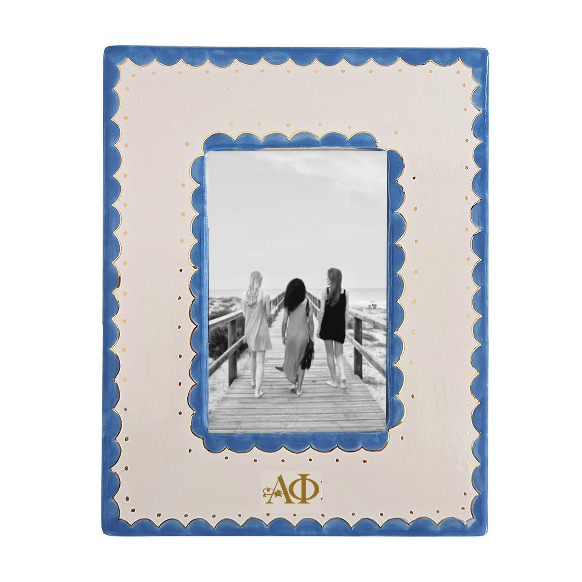 Alpha Phi Scallop Monogrammed Photo Frame