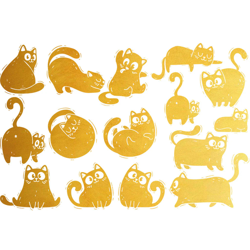 Gold Cat Overglaze Gold Decal Sheet