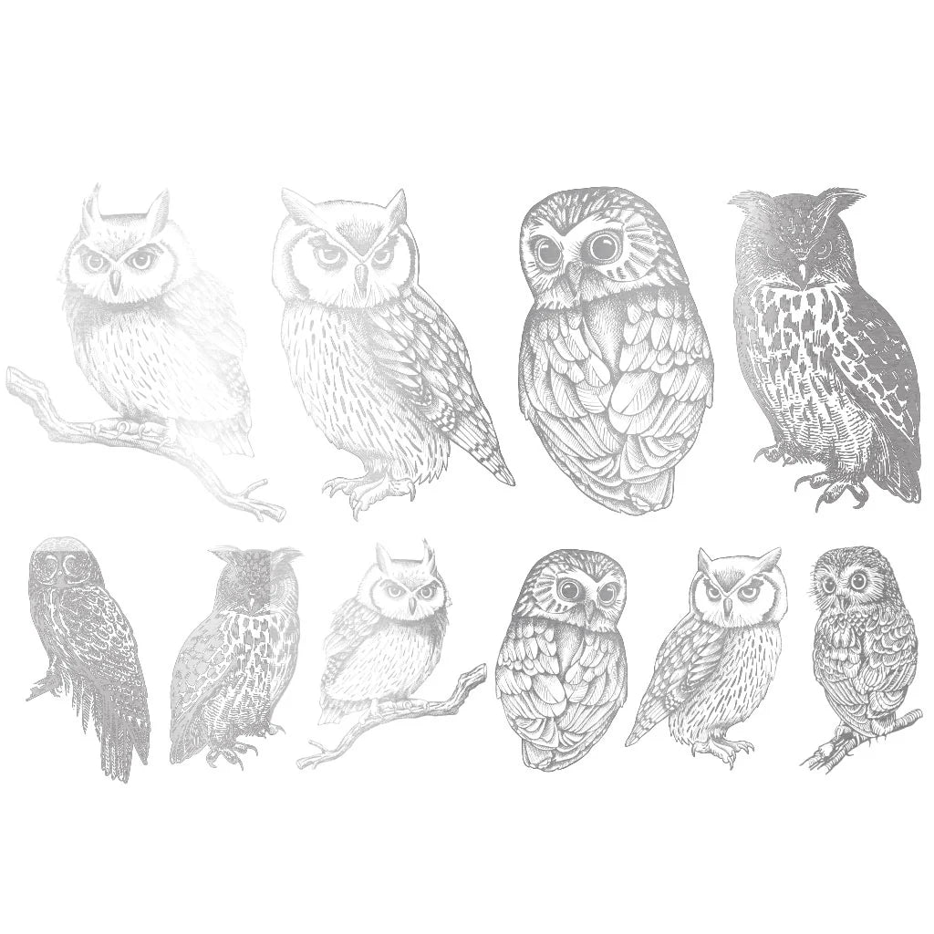 Owl Overglaze Gold Decal Sheet