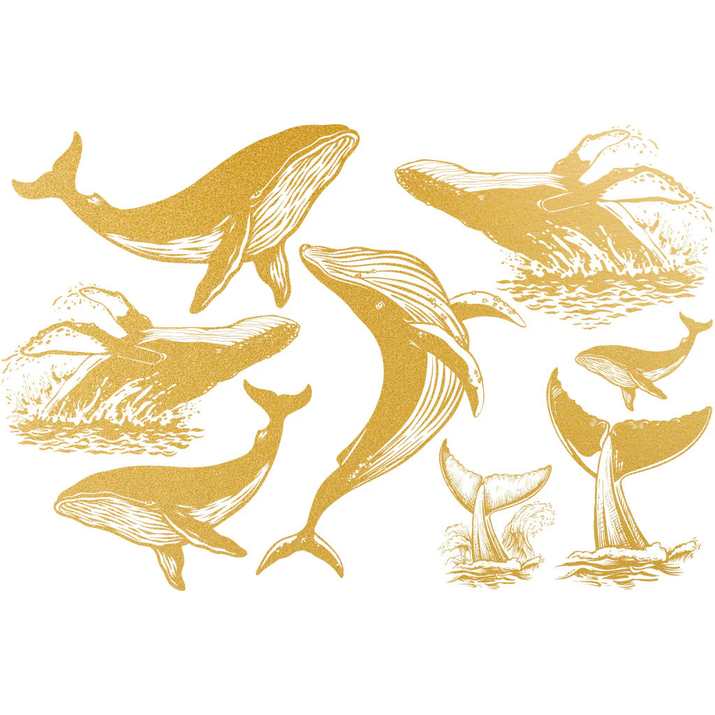Whale Overglaze Gold Decal Sheet