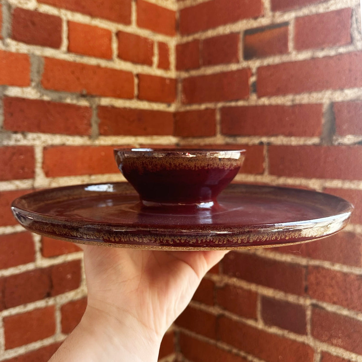 Deep Red Chip N' Dip | Pottery by Mike