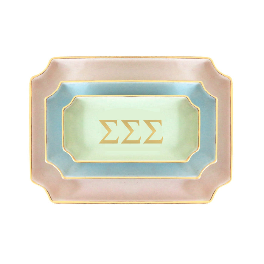 Tri Sigma Gold Monogram Decorative Tray