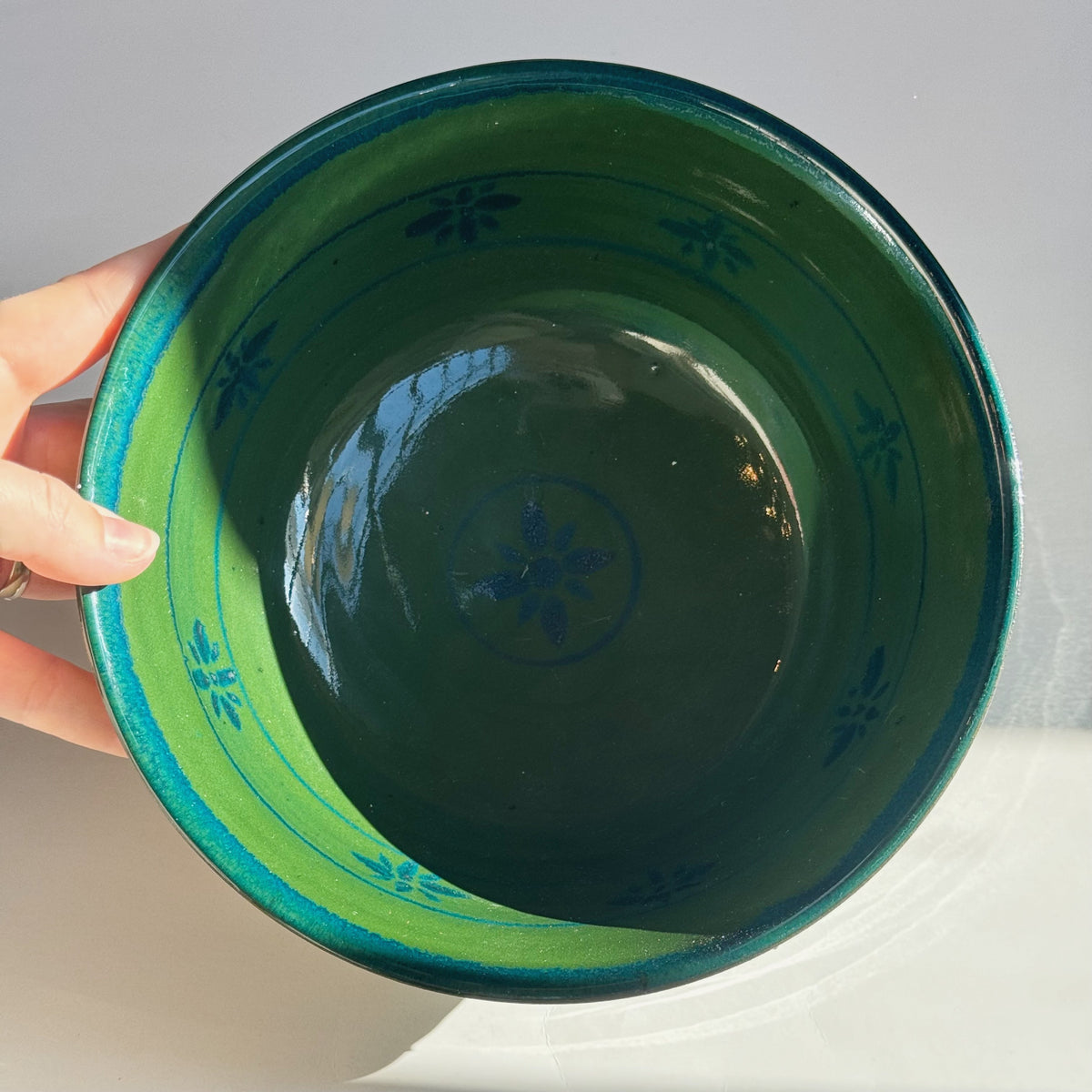 Green Ornate Bowl | Pottery by Mike