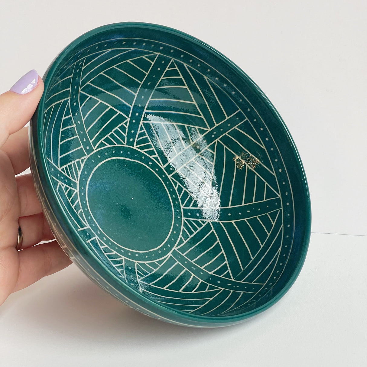 Green Geo Leaf Bowl | Cindy Walker Davidson