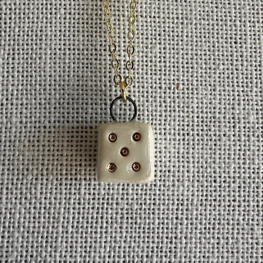 Gold Dice Ceramic Charm Necklace | Terra Clay Co.