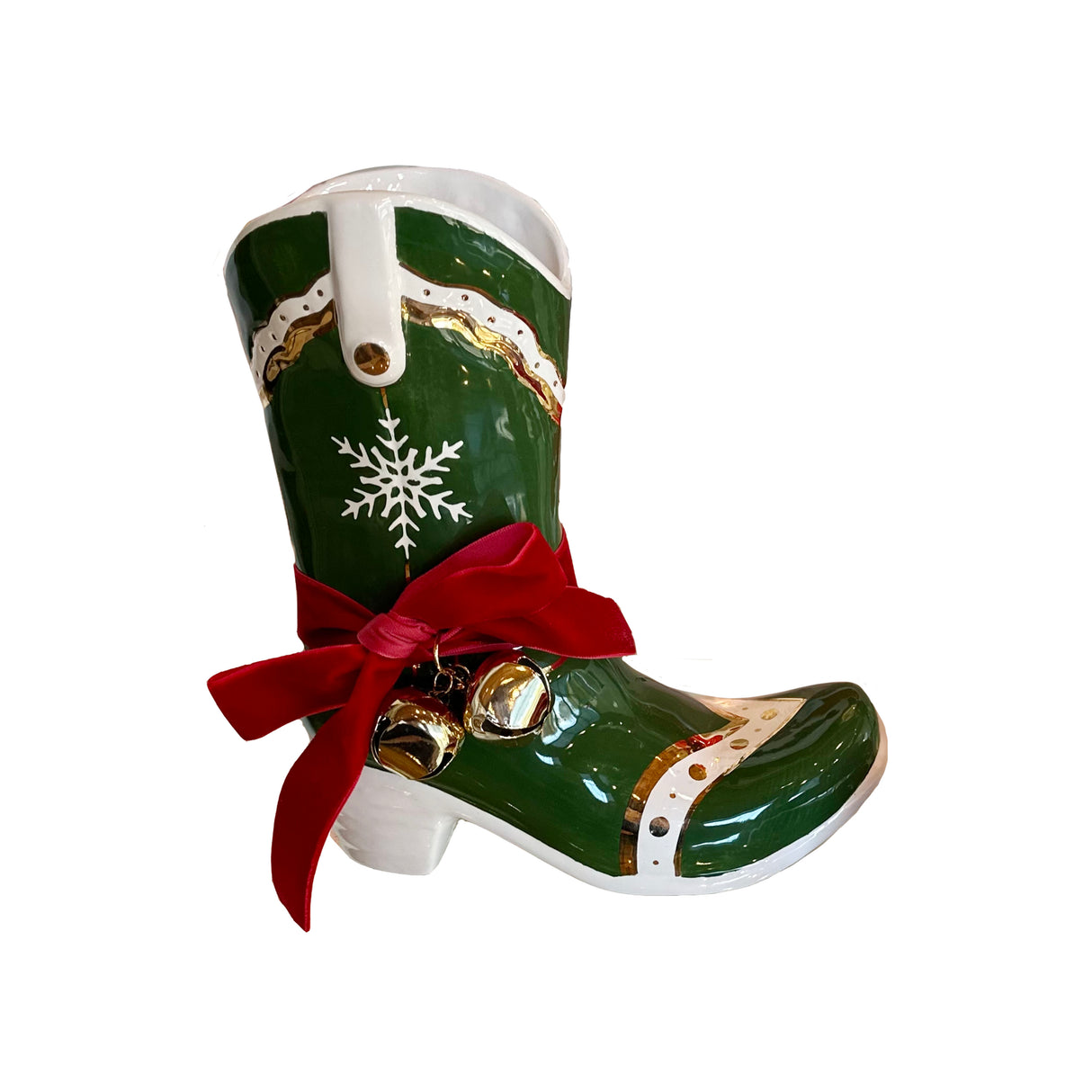 Santa's Cowboy Boot Vase