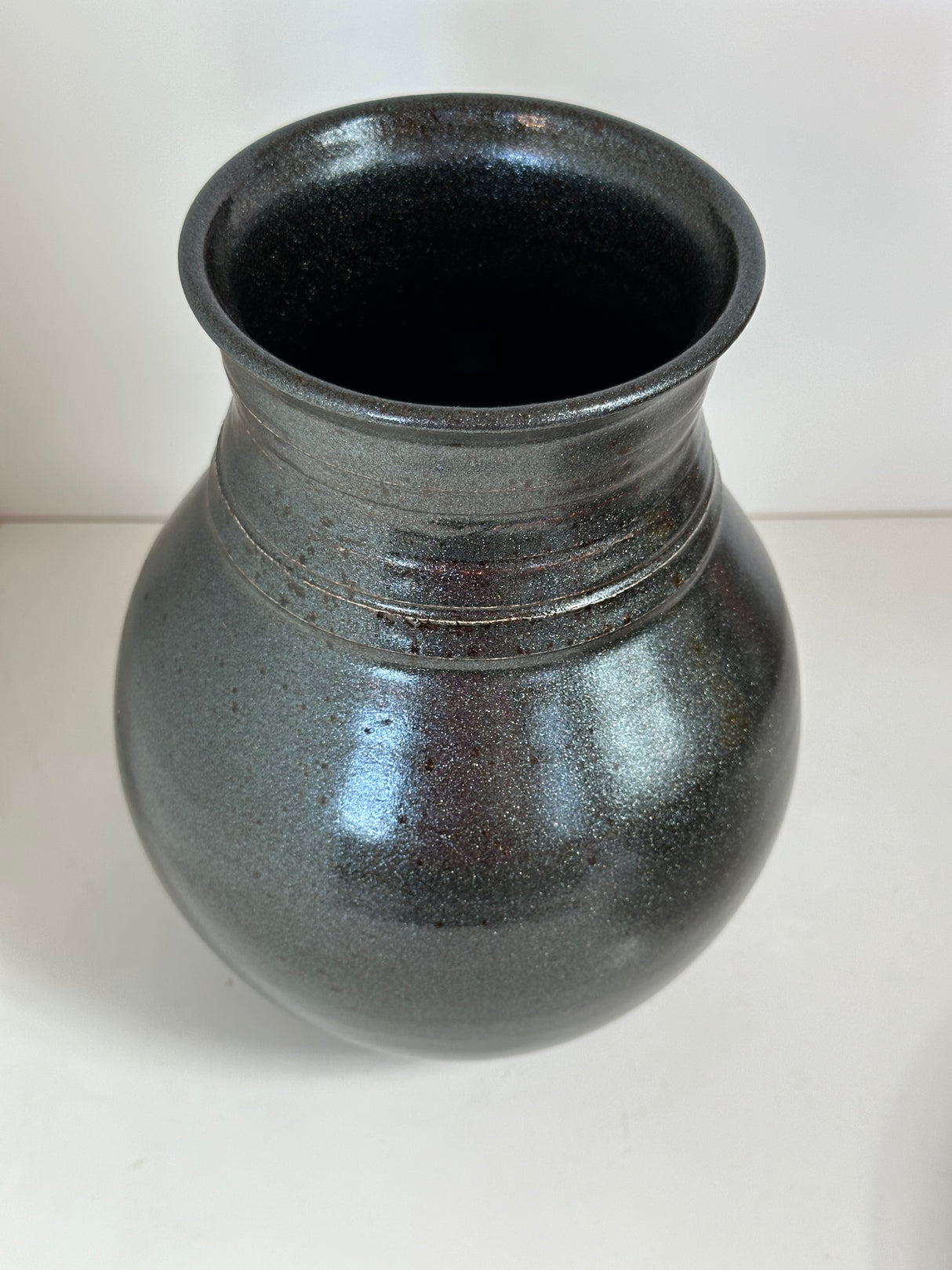 Large Shimmery Black Vase | Pottery by Mike
