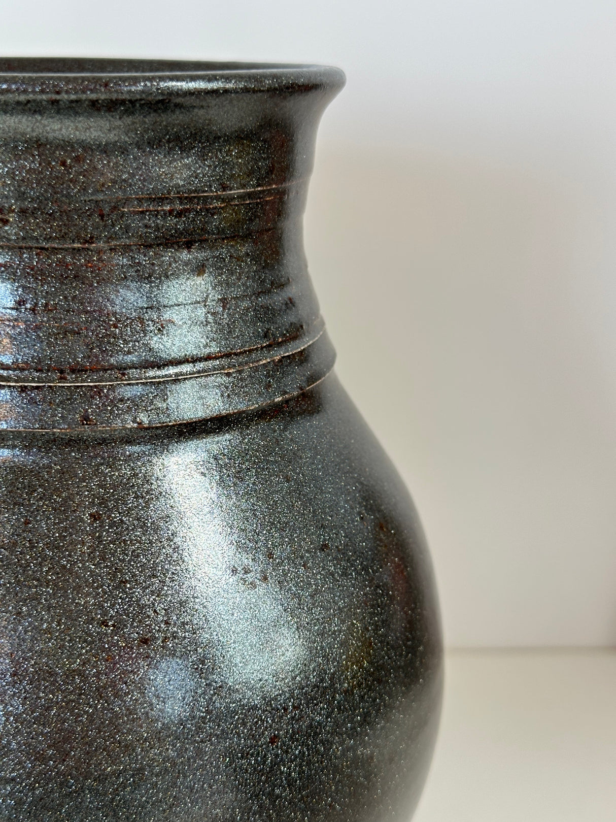 Large Shimmery Black Vase | Pottery by Mike