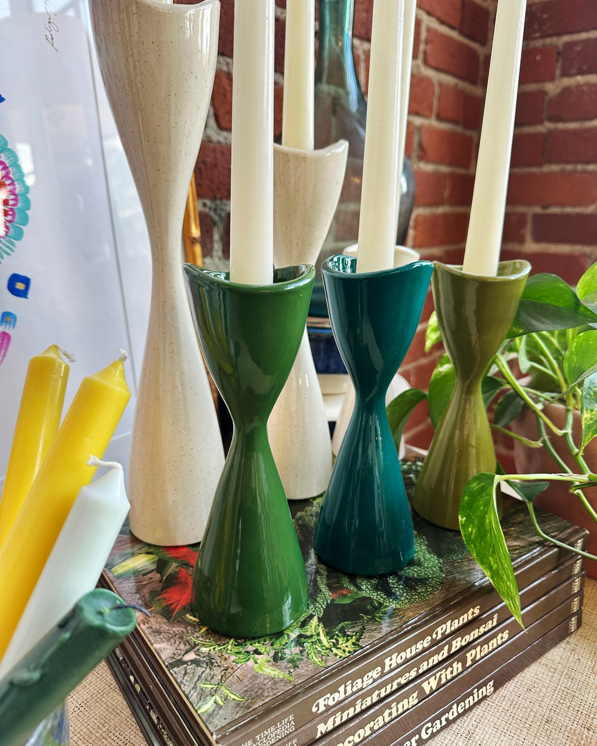 Tulip Candlestick Holders in Hydrangea Blue