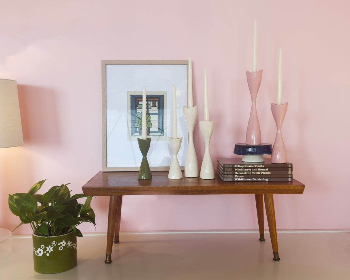 Tulip Candlestick Holders in Hydrangea Blue