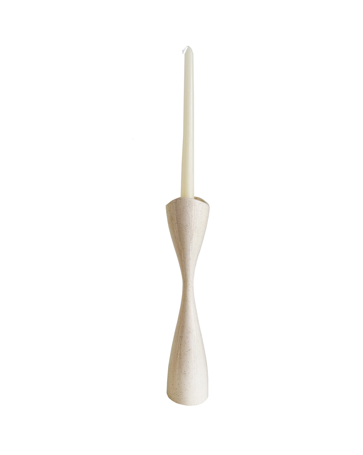 Tulip Candlestick Holders in Speckled Cream