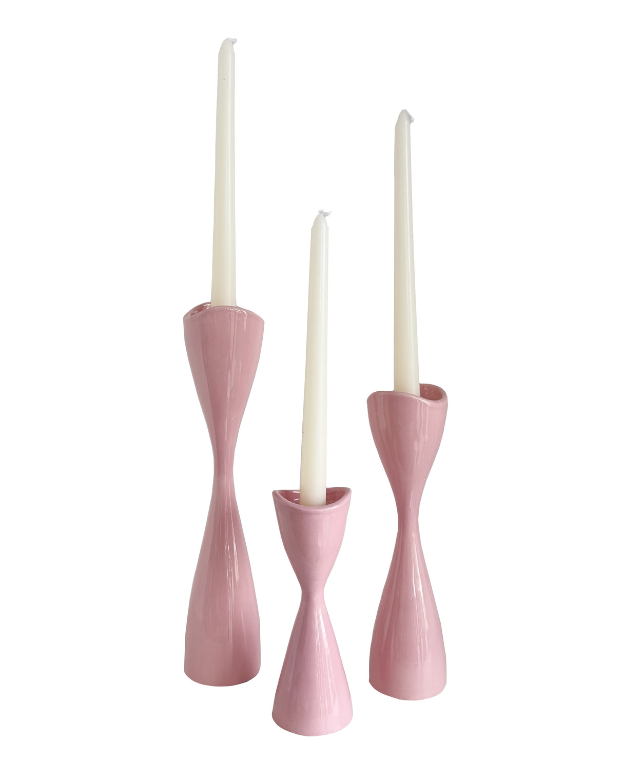 Tulip Candlestick Holders in Pink Cadillac