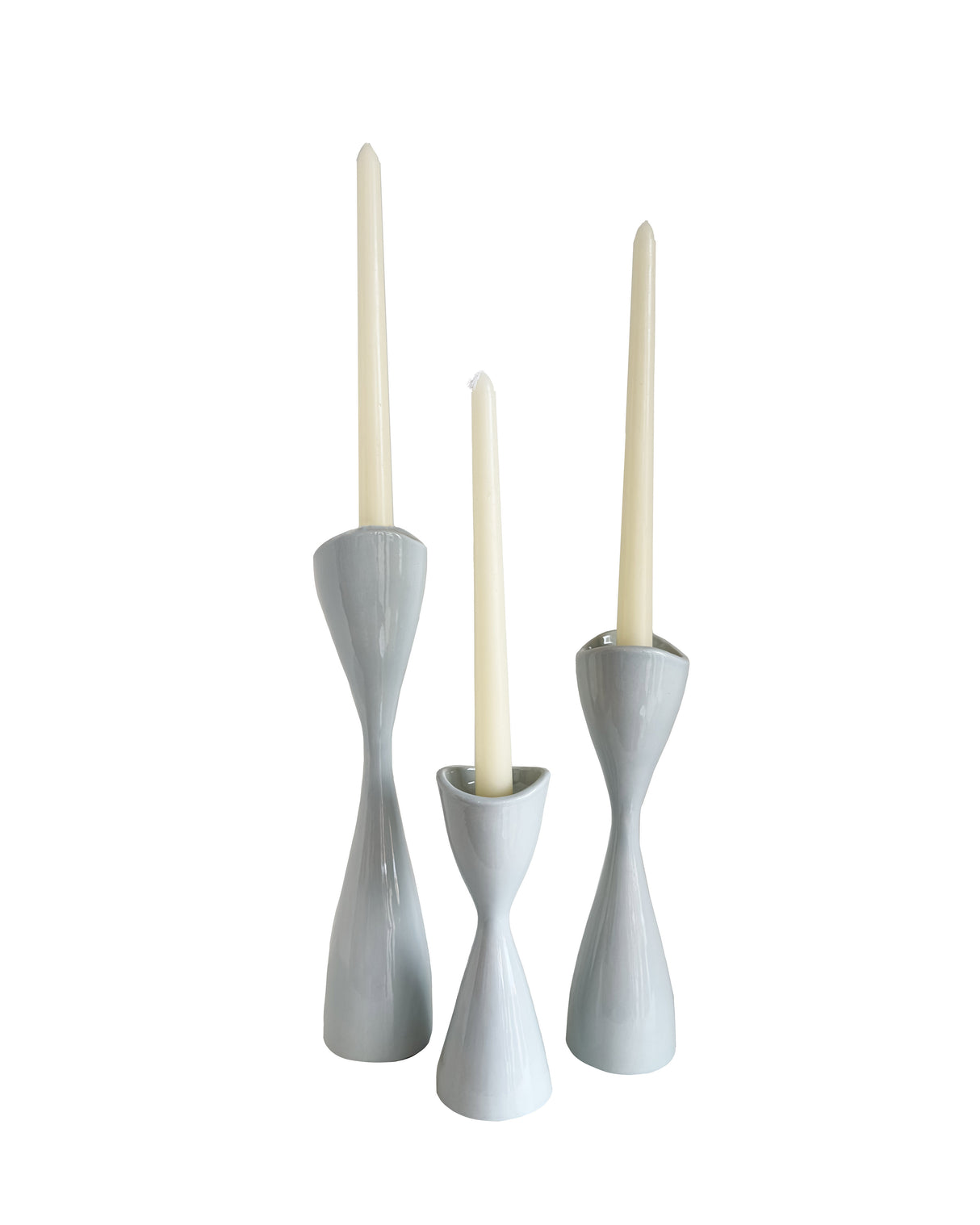 Tulip Candlestick Holders in Hydrangea Blue
