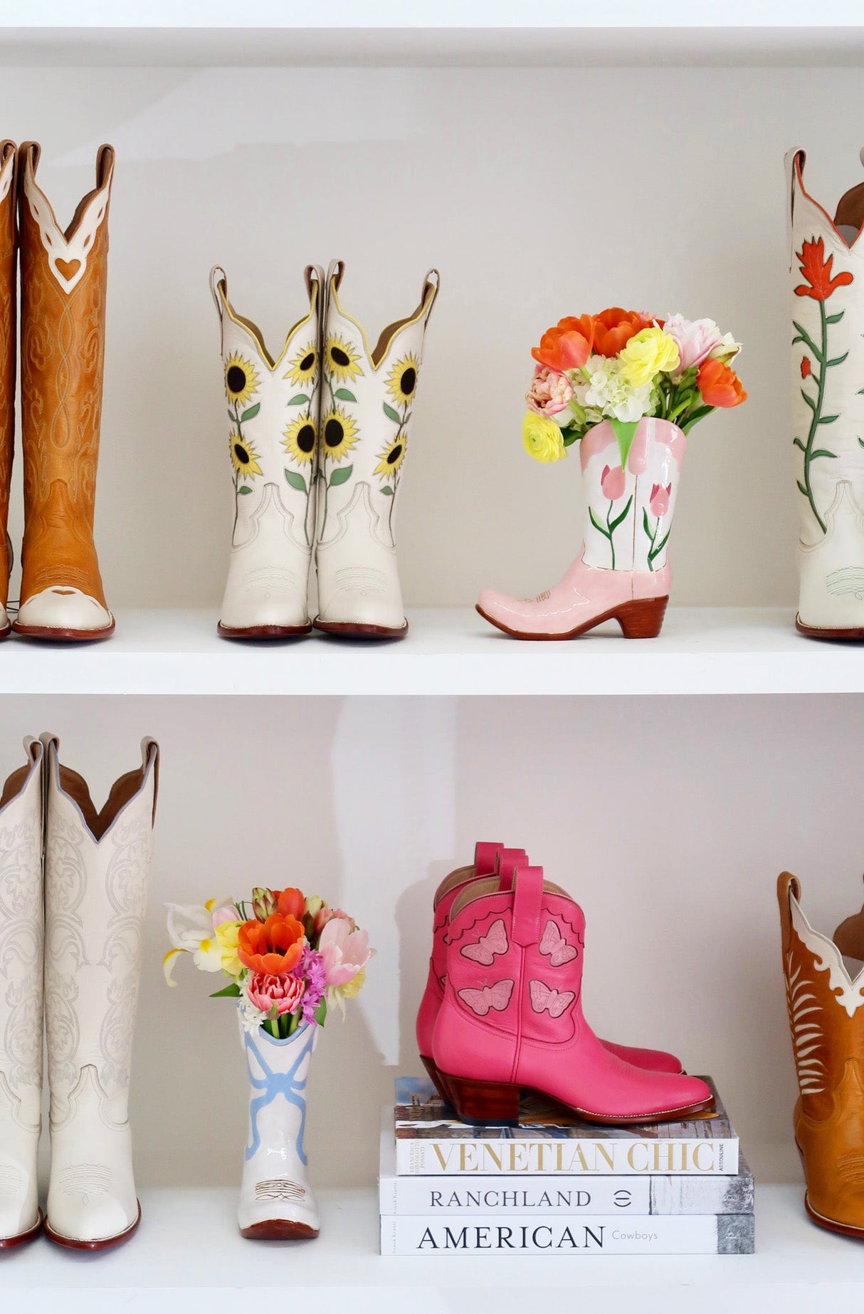 Lo Home x Petite Paloma Cowgirl Boot Vase- Sadie Tulips