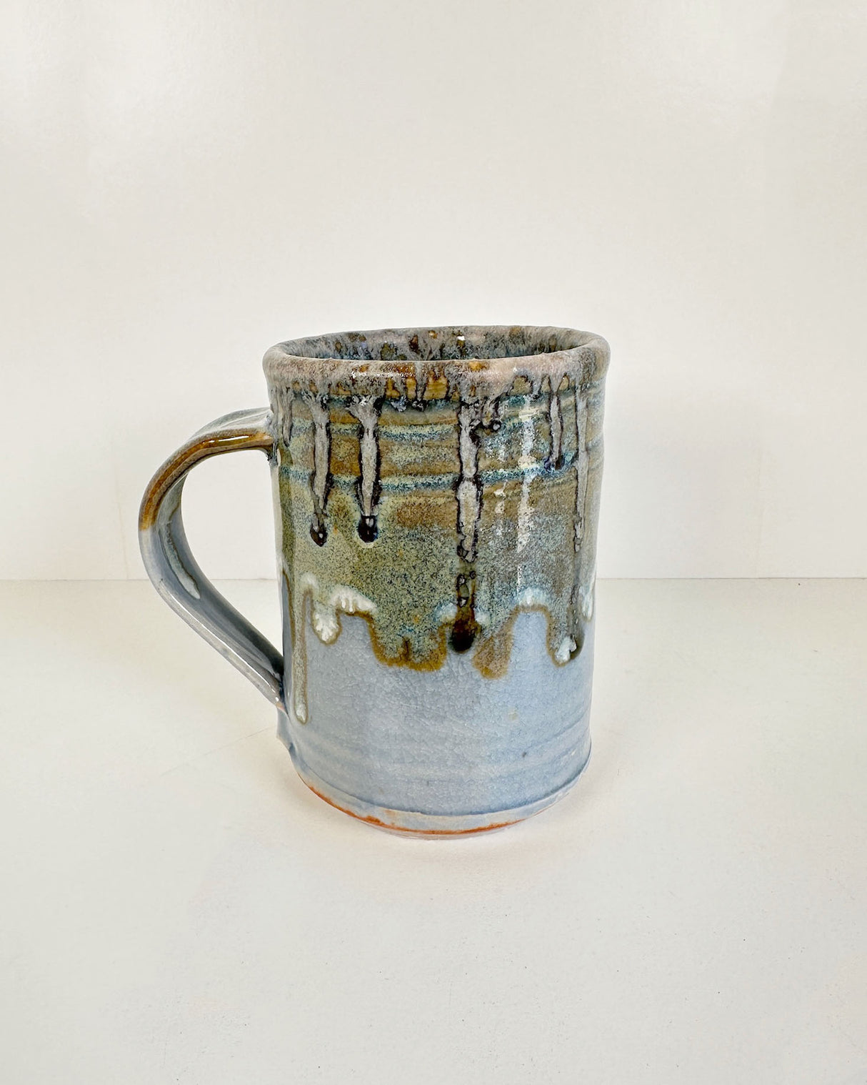 Blue and Dripping Green Stoneware Mug | Lowell Baker