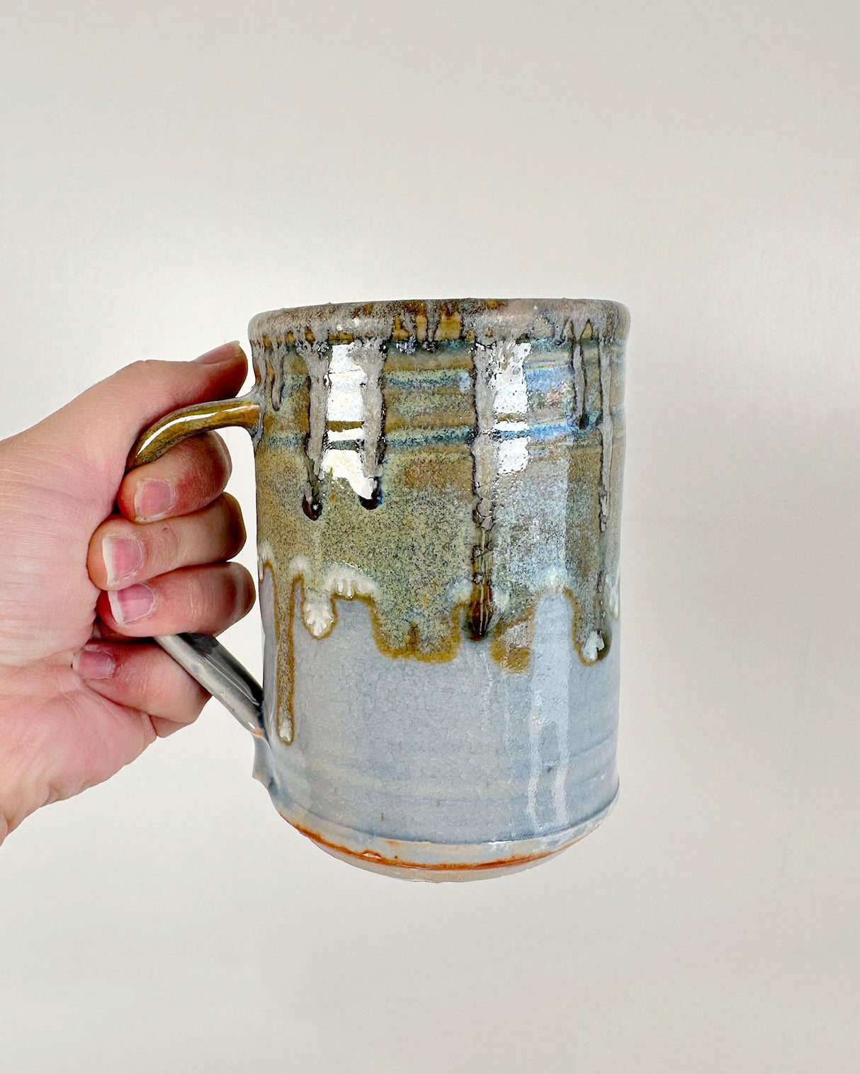 Blue and Dripping Green Stoneware Mug | Lowell Baker