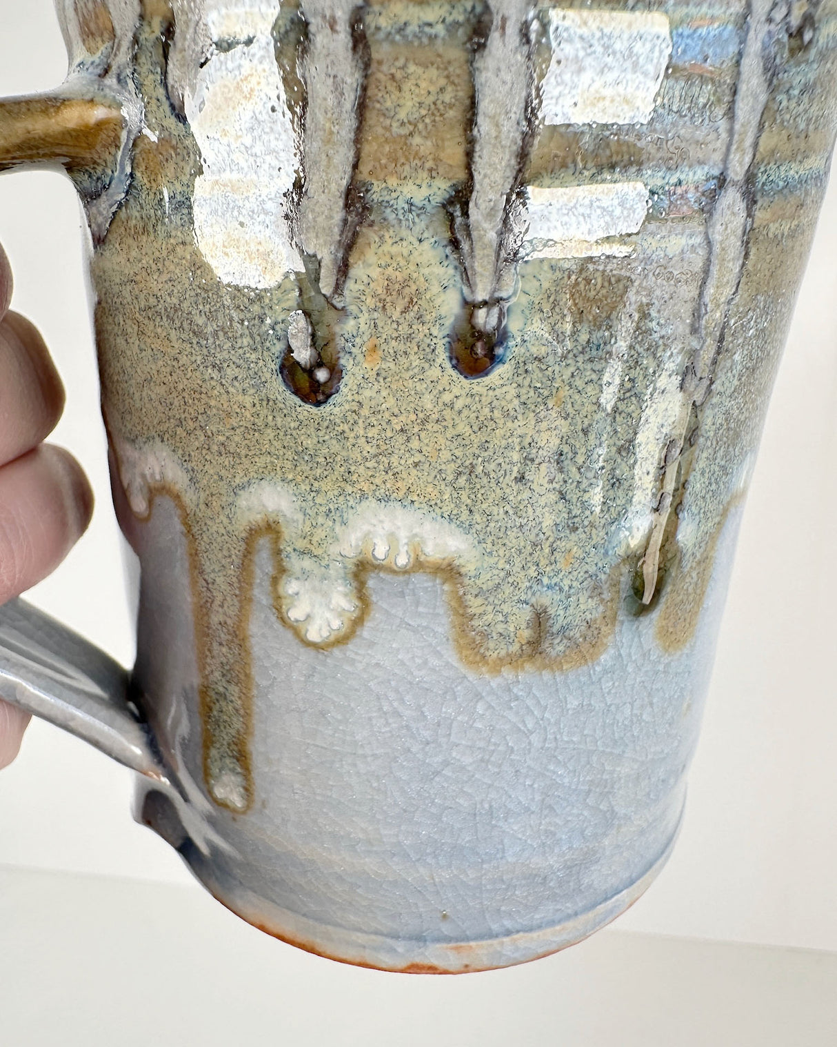 Blue and Dripping Green Stoneware Mug | Lowell Baker