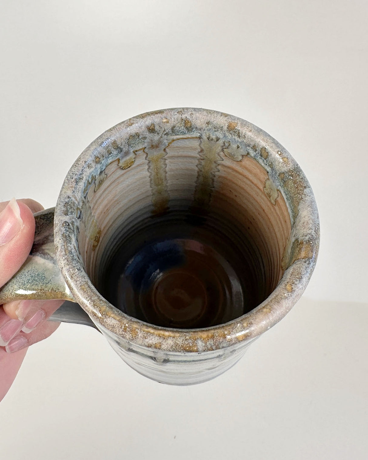 Blue and Dripping Green Stoneware Mug | Lowell Baker