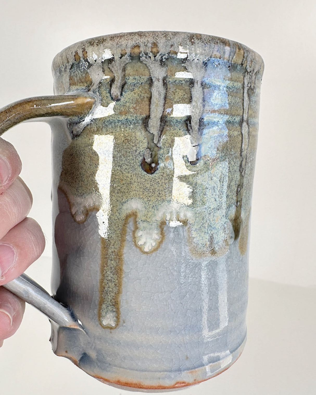 Blue and Dripping Green Stoneware Mug | Lowell Baker