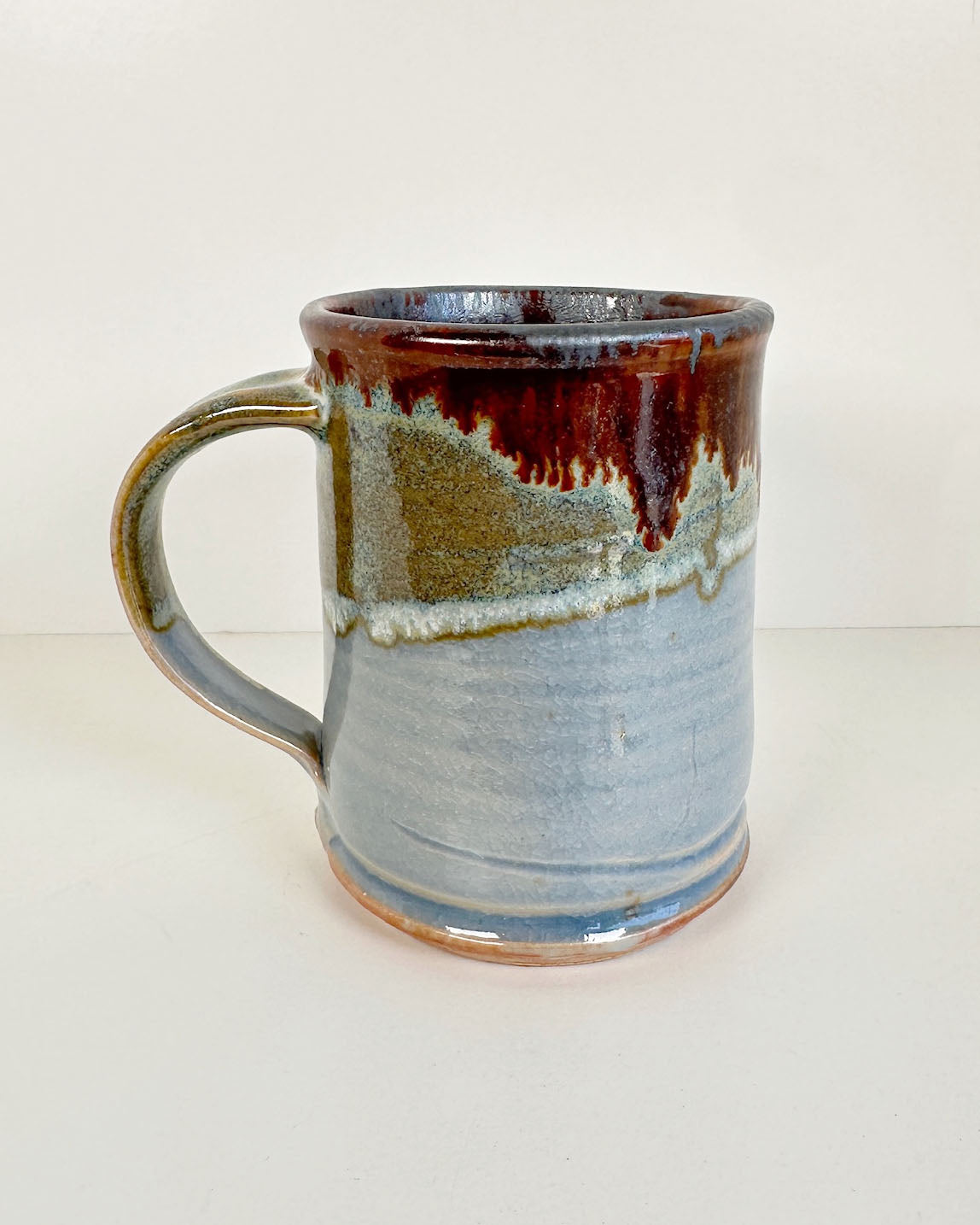 Pale Blue and Rich Rust Red Stoneware Mug | Lowell Baker