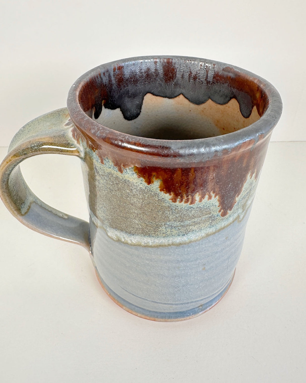Pale Blue and Rich Rust Red Stoneware Mug | Lowell Baker