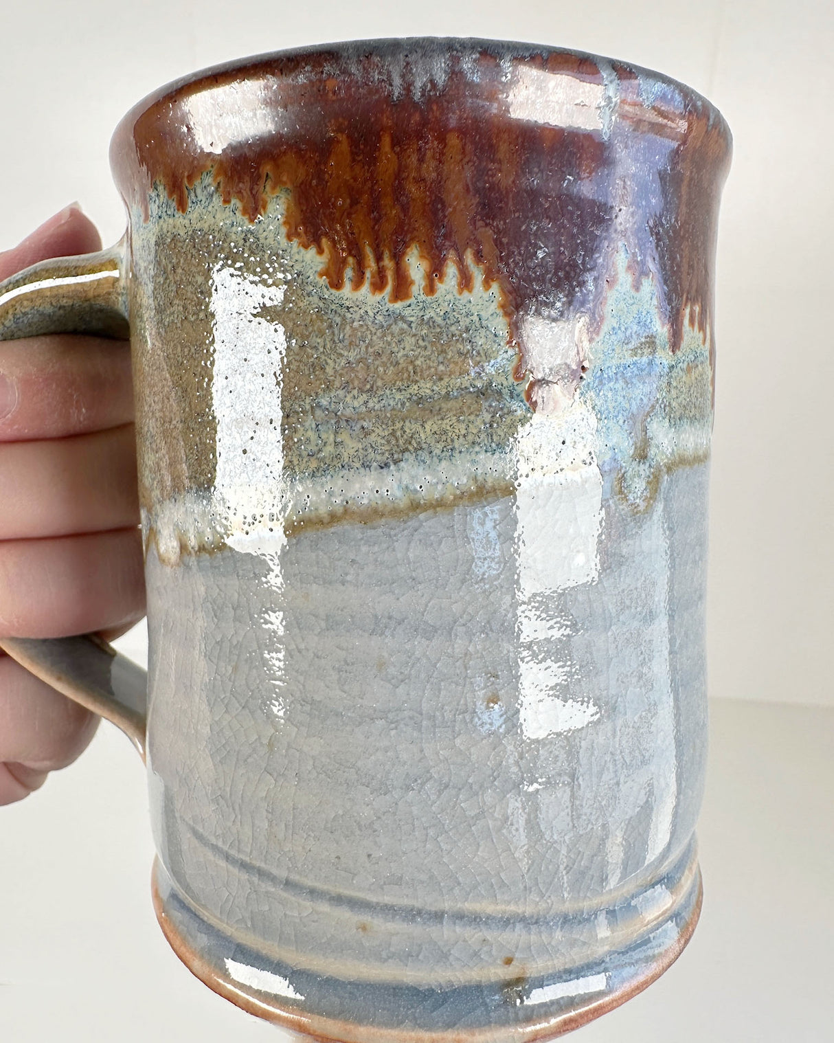 Pale Blue and Rich Rust Red Stoneware Mug | Lowell Baker
