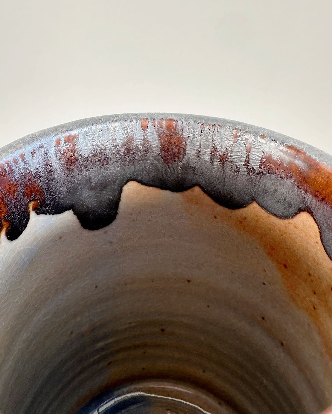 Pale Blue and Rich Rust Red Stoneware Mug | Lowell Baker
