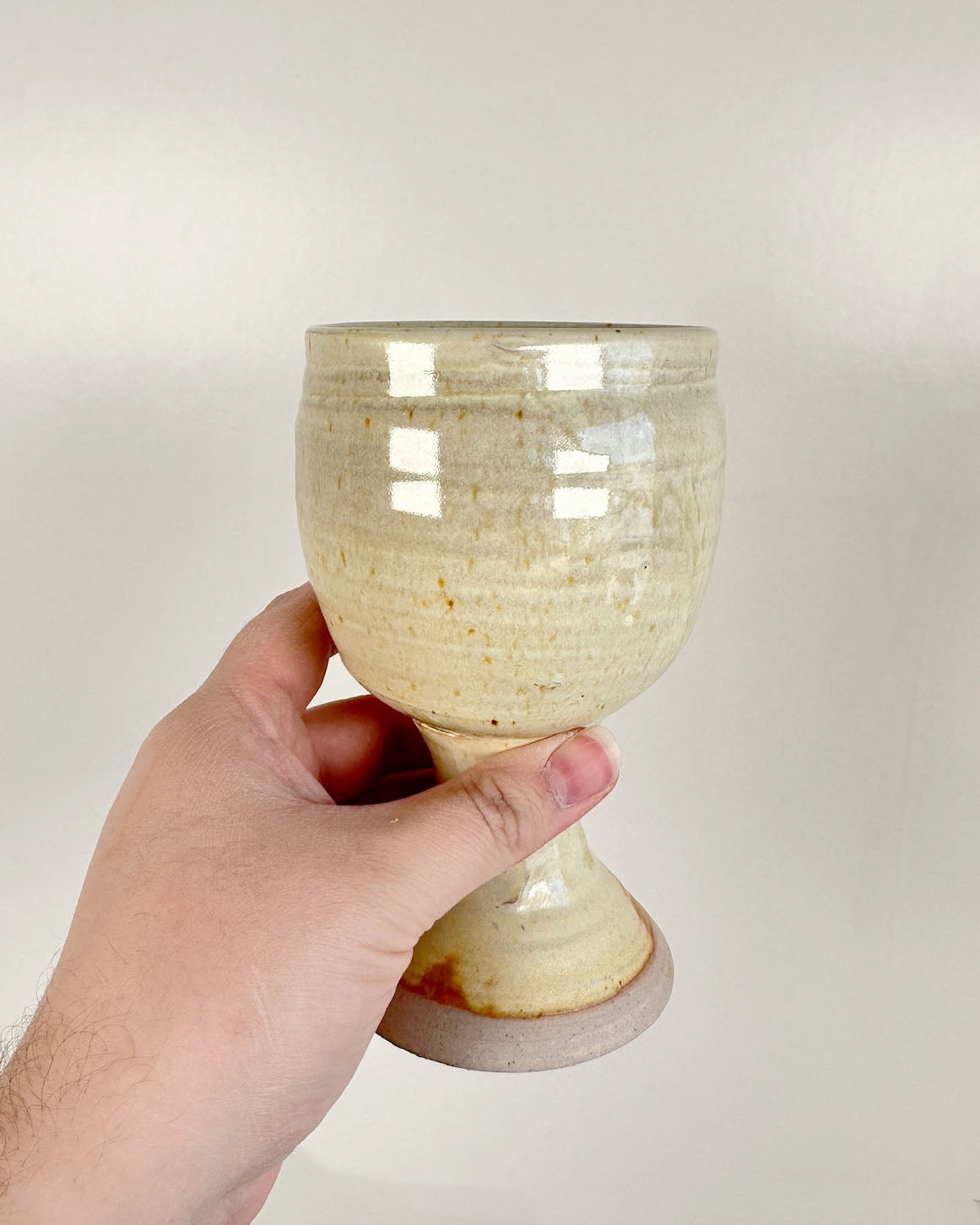 Yellow-Cream Stoneware Goblet | Lowell Baker